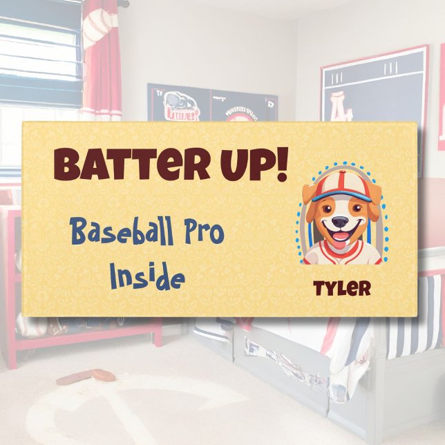 Cute Dog Gifts for Baseball Players Lovers Boys Door Sign (Cute Dog Gifts for Baseball Players Lovers Boys)