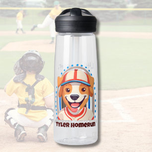 Cute Dog Gifts for Baseball Players Lovers Boys Water Bottle