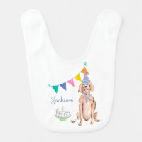 Cute Dog Golden Retriever 1st Birthday Cake Custom