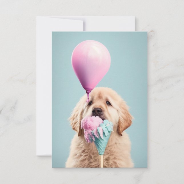 Cute Dog Golden Retriever Flat Greeting Card (Front)