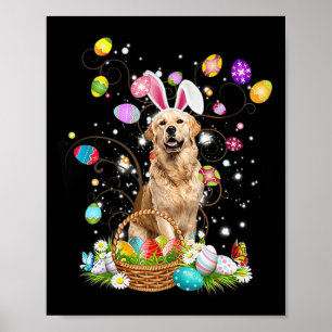 Cute Dog Golden Retriever Fun Easter Day Egg Hunti Poster