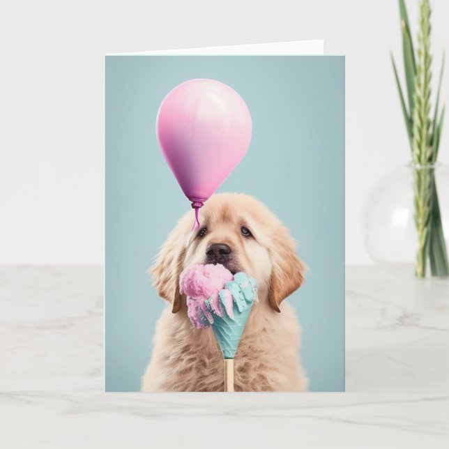 Cute Dog Golden Retriever Greeting Card (Front)