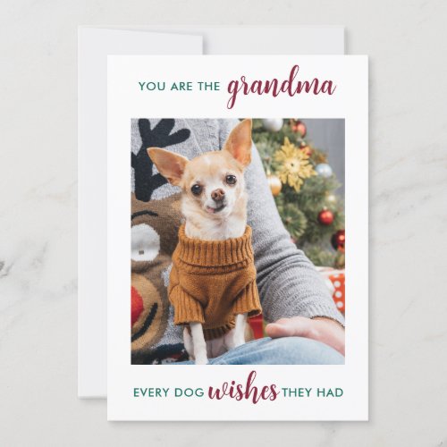 Cute Dog Grandma Christmas Personalized Pet Photo Holiday Card