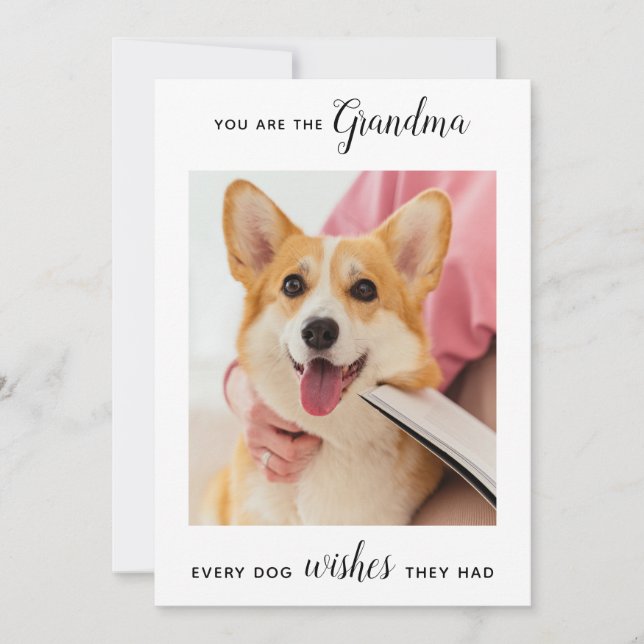 Cute Dog Grandma Personalized Pet Photo Birthday Holiday Card (Front)