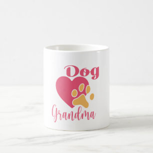Cute Dog Grandma Pink Heart Paw Print Graphic Coffee Mug