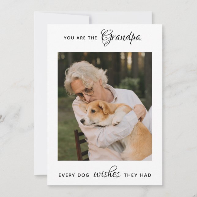 Cute Dog Grandpa Personalize Pet Photo Fathers Day Holiday Card (Front)