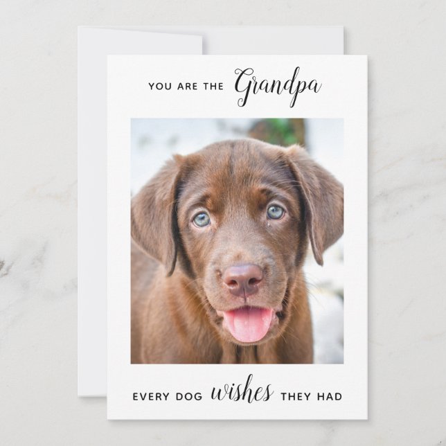 Cute Dog Grandpa Personalized Pet Photo Birthday  Holiday Card (Front)