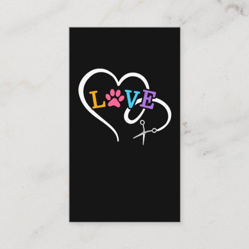 Cute Dog Groomer Animal Heart Puppy Grooming Business Card