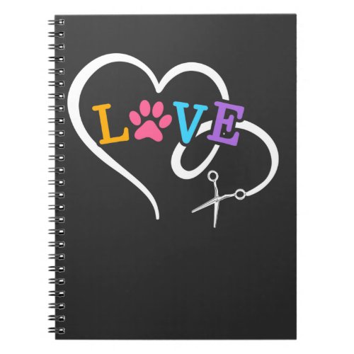 Cute Dog Groomer Animal Heart Puppy Grooming Notebook