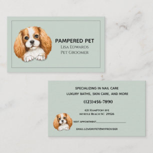 Cute Dog Groomer Green Business  Appointment Card