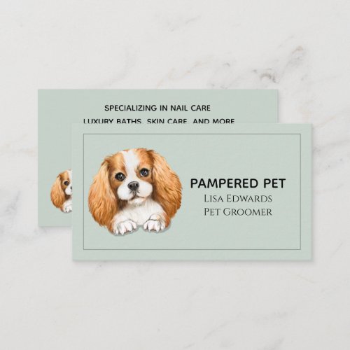 Cute Dog Groomer Green Business  Appointment Card