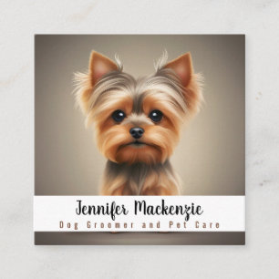 Cute Dog Groomer Grooming Service Pet Care Square Business Card