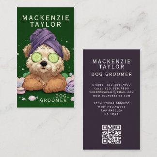 Cute Dog Groomer Personalized Spa Style Business Card
