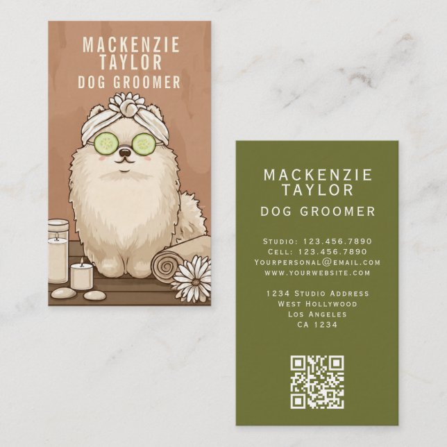 Cute Dog Groomer Personalized Spa Style Business Card (Front/Back)
