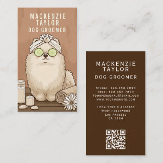 Cute Dog Groomer Personalized Spa Style Business Card