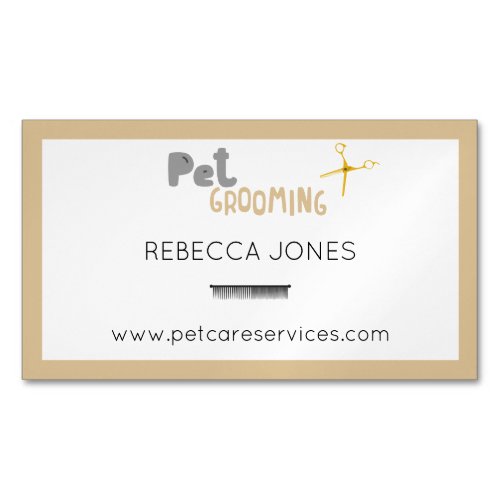 Cute Dog Groomer Pet Care Border Business Card Magnet
