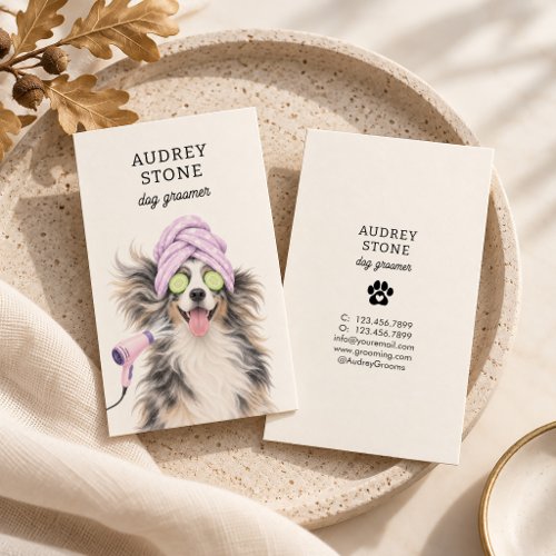 Cute Dog Groomer Pet Grooming Business Card