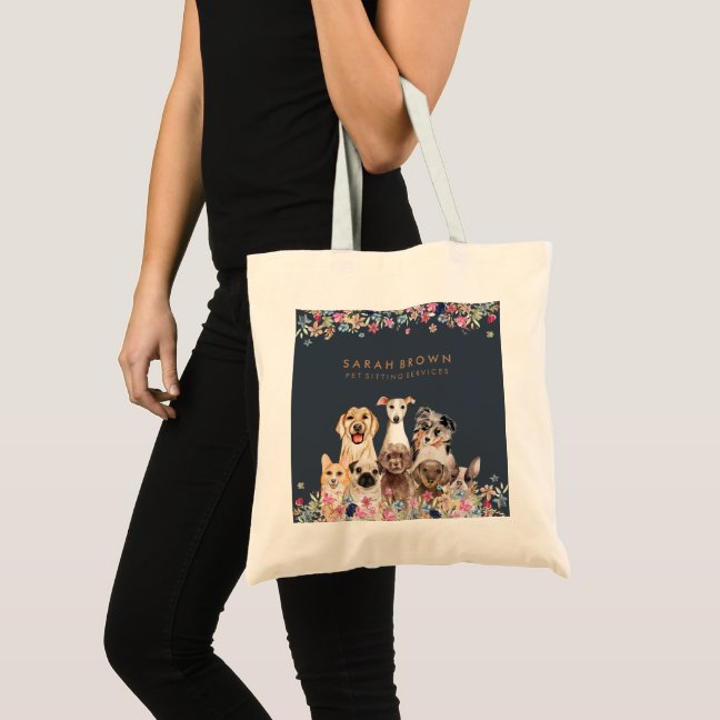 Cute Dog Groomer Small Navy Brown Tote Bag