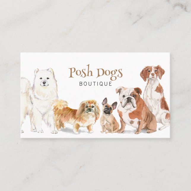 Cute Dog Grooming Boutique Pet Care Business Card (Front)