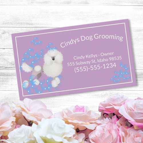 Cute Dog Grooming Bubbles Business Card