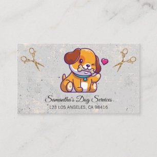 Cute Dog Grooming Elegant Shears Business Card