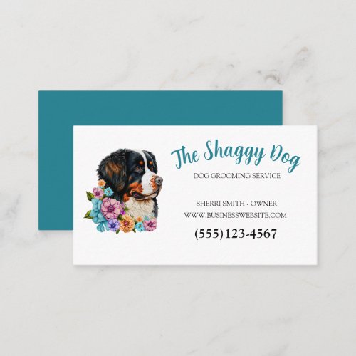 Cute Dog Grooming Floral Pet Service Business Card