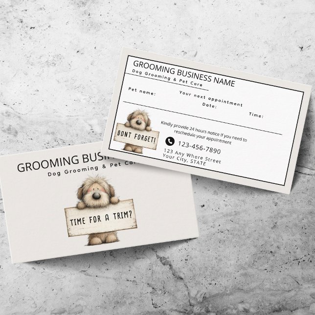Cute Dog Grooming Modern Fun Appointment Card (Creator Uploaded)