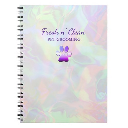 Cute Dog Grooming Paw Print Holograph Notebook