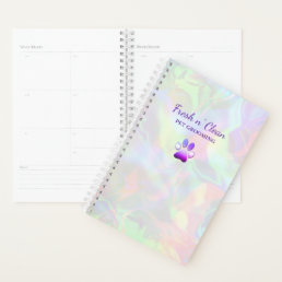 Cute Dog Grooming Paw Print Holograph Planner
