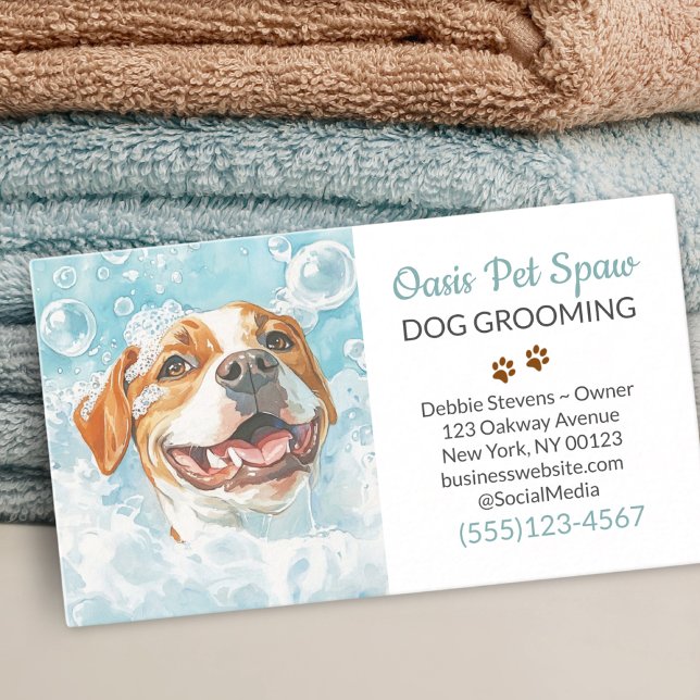 Cute Dog Grooming Pet Bathing Service Business Card (Creator Uploaded)