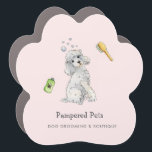 Cute Dog grooming Pet boutique  Car Magnet<br><div class="desc">Cute watercolor illustration of poodle Carmagnet
 This business card will be perfect for Pet Bathing and Groomer / Pet Care / Pet Sitter / Pet Beauty Salon / Animal Hospital / Animal Clinic Appointment Business card 
All text style,  colors,  sizes can be modified to fit your needs</div>