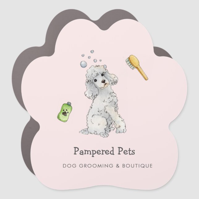 Cute Dog grooming Pet boutique  Car Magnet (Front)