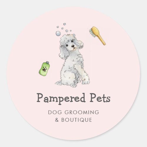 Cute Dog grooming Pet boutique  Classic Round Sticker