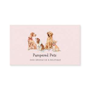 Cute Dog grooming Pet boutique Pink Business Card