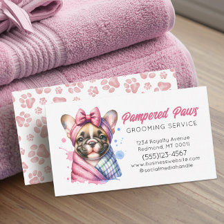 Cute Dog Grooming Pet Service  Business Card