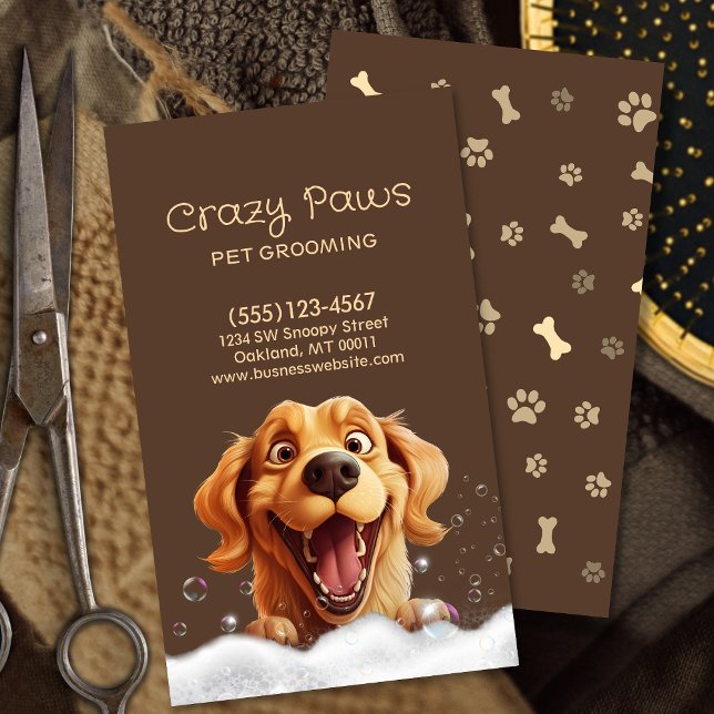 Cute Dog Grooming Pet Service Business Card (Creator Uploaded)
