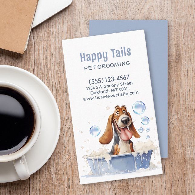 Cute Dog Grooming Pet Service Business Card (Creator Uploaded)