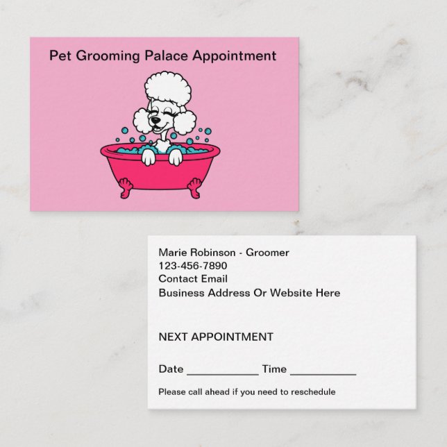Cute Dog Grooming Salon Appointment Cards (Front/Back)