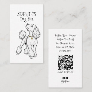 Cute Dog Grooming Spa QR Code Business Card