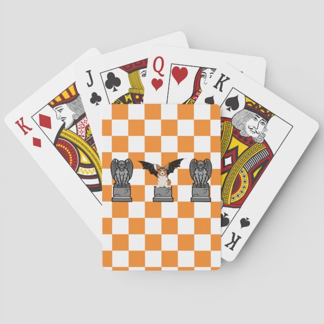 Cute Dog Halloween: Corgi Gargoyle  Poker Cards (Back)