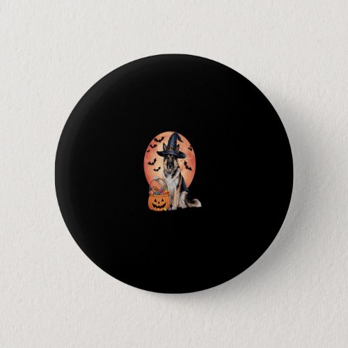 Cute Dog Halloween German Shepherd Jack O Lantern  Button