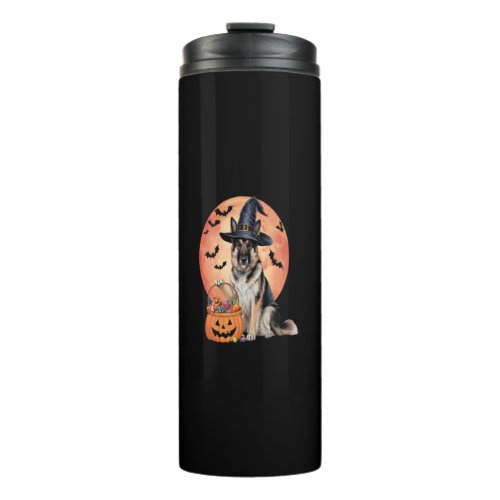 Cute Dog Halloween German Shepherd Jack O Lantern  Thermal Tumbler