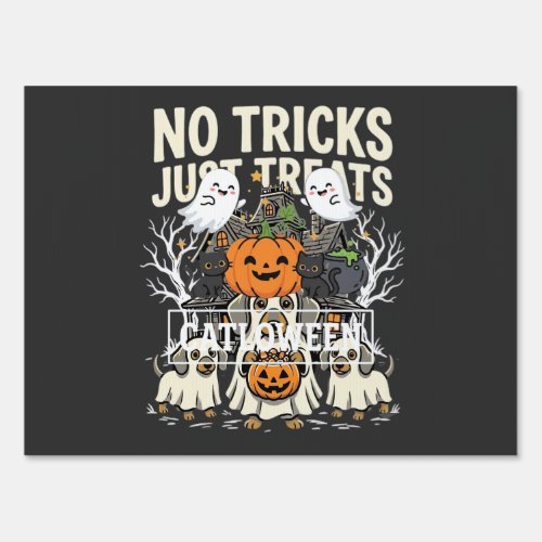 Cute Dog Halloween No Tricks Just Treats_1 Sign