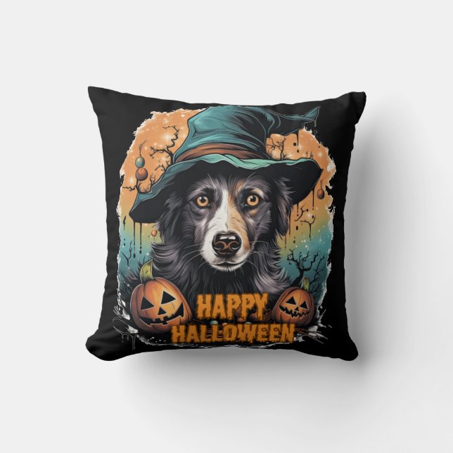 cute dog Halloween party Throw Pillow (Front)