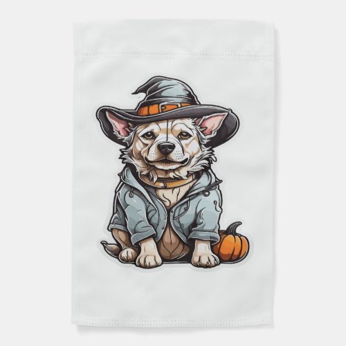 Cute Dog Halloween T_Shirt Garden Flag