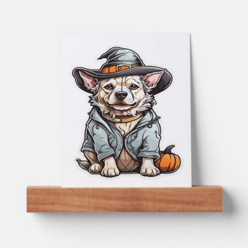 Cute Dog Halloween T_Shirt Picture Ledge