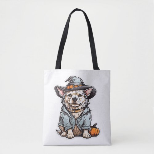 Cute Dog Halloween T_Shirt Tote Bag