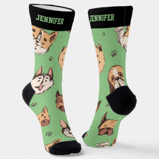Cute Dog Hand Sketch Doodle Pattern Dog Lover Socks