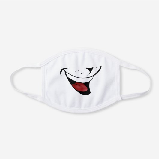 Cute dog happy pet smile funny cat cartoon animal white cotton face mask (Front)