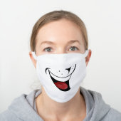 Cute dog happy pet smile funny cat cartoon animal white cotton face mask (Worn)